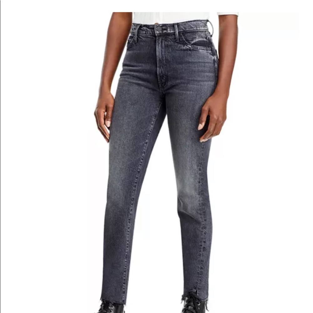 MOTHER Women’s Size 26 “High Waisted Rascal Ankle Snippet” Fray Gray Denim Jean